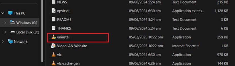 解除安裝vlc
